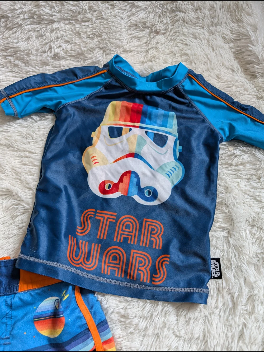 Disney Star Wars Darth Vader Bright Orange And Blue Toddler Swim Set Size 2T